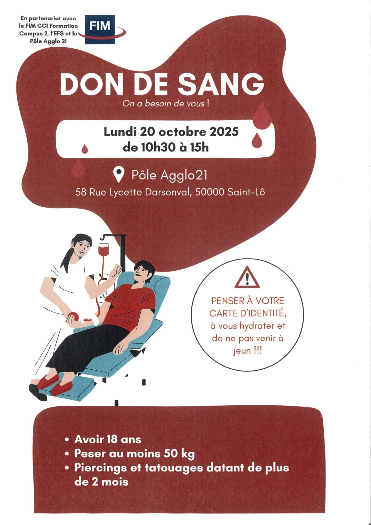 20 octobre 2025 : Don de sang Pôle agglo 21