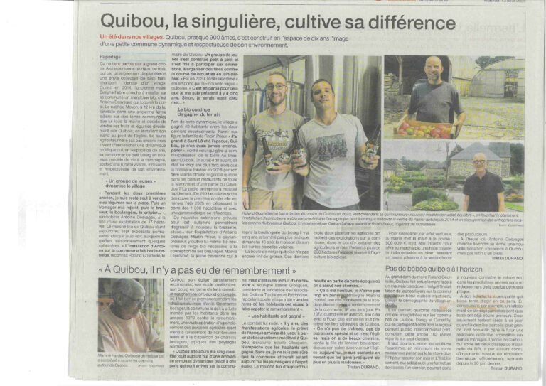 Article Ouest France du mercredi 13 août 2025