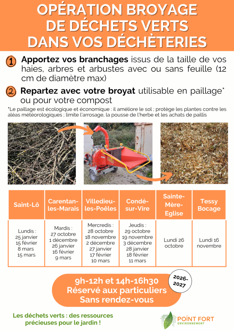 Opération broyage de déchets verts dans vos déchéteries